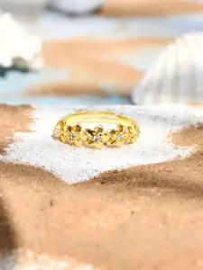 Voylla Gold-Plating CZ Studded Adjustable Band Finger Ring