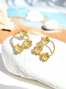 Voylla Gold Plated Contemporary Half Hoop Earrings