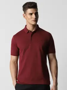 Van Heusen Geometric Printed Polo Collar Pure Cotton T-shirt