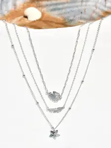 Voylla Rhodium-Plated Multi-Layered Necklace