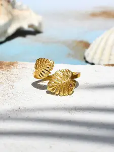 Voylla Gold Plated Hawaii Monstera Wrap Ring