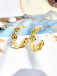 Voylla Gold Plated Contemporary Half Hoop Earrings