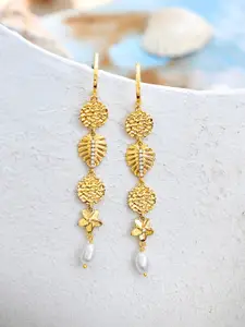 Voylla Gold-Plated Contemporary Beaded Drop Earrings