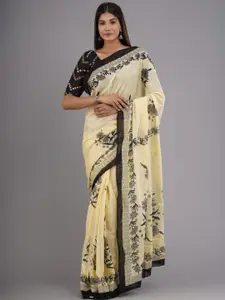 KIAARON Ethnic Motifs Pure Cotton Block Print Saree