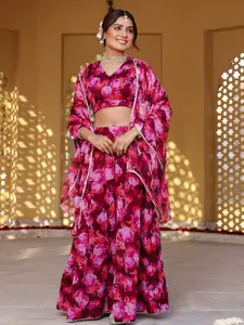 Thread & Button Floral Printed Ready to Wear Lehenga Blouse With Dupatta