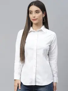 Cottinfab Comfort Long Sleeves Spread Collar Cotton Opaque Formal Shirt