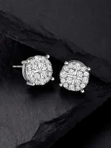 Peora Silver Plated CZ Studded Contemporary Studs Earrings