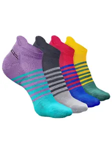 Heelium Men Pack Of 4 Striped Ankle-Length Socks