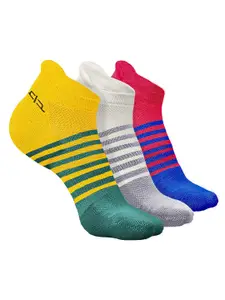 Heelium Pack Of 3 Striped Odour-Free & Breathable Bamboo Ankle-Length Socks