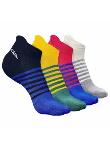 Heelium Men Pack Of 4 Striped Odour Free Ankle-Length Socks