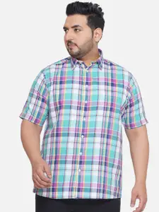Santonio Plus Size Classic Fit Tartan Checked Cotton Casual Shirt