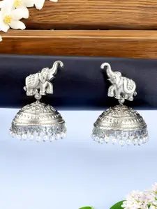 PRIVIU Silver Plated Elephant Shaped Dome Jhumkas