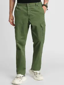 FOREVER 21 Men Cotton Mid-Rise Chinos Trousers