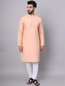 Latest Chikan Garments Mandarin Collar Jacquard Weave Pure Cotton Straight Kurta