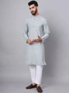 Latest Chikan Garments Mandarin Collar Long Sleeves Cotton Kurta