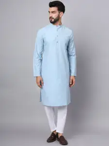 Latest Chikan Garments Mandarin Collar Long Sleeves Cotton Kurta