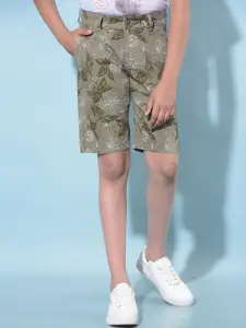 Crimsoune Club Boys Floral Printed Slim Fit Pure Cotton Chino Shorts