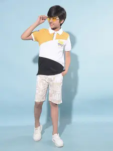 Crimsoune Club Boys V-Neck Drop-Shoulder Sleeves Applique Slim Fit T-shirt