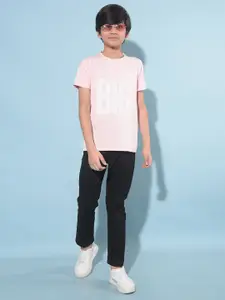 Crimsoune Club Boys Typography Printed Round Neck Slim Fit T-shirt