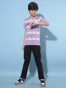 Crimsoune Club Boys Floral Printed Slim Fit T-shirt