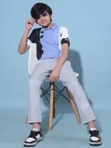 Crimsoune Club Boys Colourblocked Polo Collar Slim Fit T-shirt