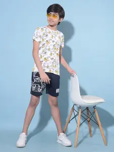 Crimsoune Club Boys Printed Raw Edge Slim Fit T-shirt