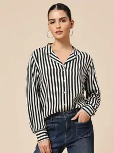 Chemistry Striped Lapel Collar Regular Sleeves Opaque Casual Shirt