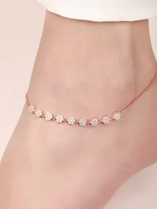Zavya Rose Gold-Plated 925 Pure Silver Artificial Stones Anklet