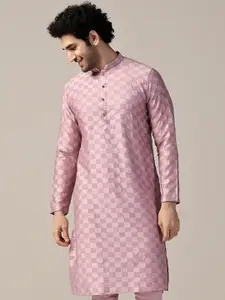 KISAH Woven Design Sequinned Mandarin Collar Long Sleeves Straight Kurta