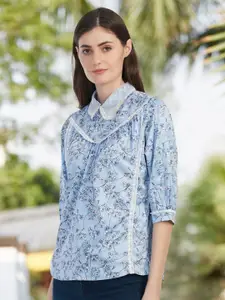 Moda Elementi Floral Printed Shirt Style Top