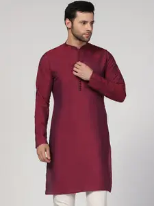KISAH Mandarin Collar Long Sleeves Straight Kurta