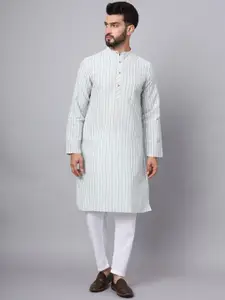 Latest Chikan Garments Striped Mandarin Collar Straight Kurta