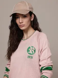 The Roadster Lifestyle Co. Striped Applique Detail Pullover