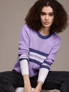 The Roadster Lifestyle Co. Women Striped Acrylic Pullover