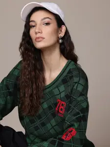 The Roadster Lifestyle Co. Checked Pullover with Applique Detail