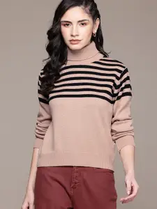 The Roadster Lifestyle Co. Striped Turtle Neck Pullover