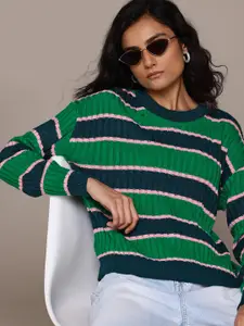 Roadster The Lifestyle Co. Acrylic Striped Ribbed Pullover