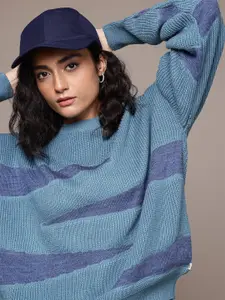 The Roadster Lifestyle Co. Round Neck Striped Sweater