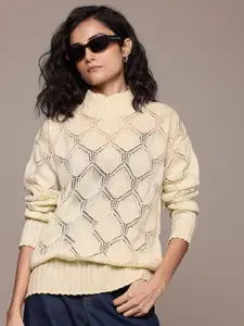 The Roadster Lifestyle Co. Self Design Open Knit Sweater