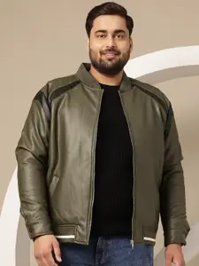 Sztori Plus-Size Faux-Leather Bomber Jacket