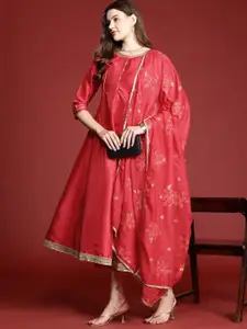 all about you Midi Fit & Flare Ethnic Dress with Dupatta