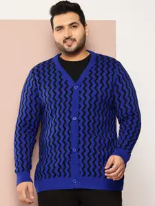 Sztori Plus Size Striped Acrylic Cardigan