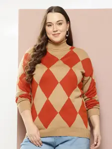 Sztori Plus-Size Checked Pullover