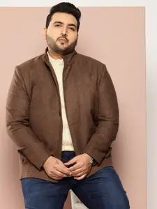 Sztori Plus Size Band Collar Single-Breasted Coat