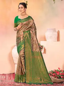 Ishin Ethnic Motifs Woven Design Zari Silk Blend Kanjeevaram Saree