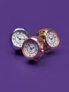 SALTY Women Rose Gold-Coloured Watch Finger Ring Gift Set
