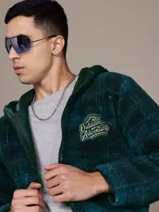 The Roadster Lifestyle Co. Checked Fleece Hooded Tailored Jacket