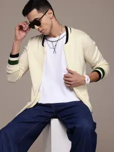 The Roadster Lifestyle Co. Mock Collar Pure Acrylic Cardigan