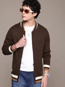 The Roadster Lifestyle Co. Contrast Collar Front-Open Sweater