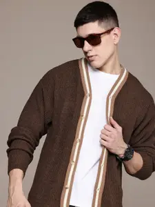 The Roadster Lifestyle Co. Acrylic Ribbed Oversized Cardigan